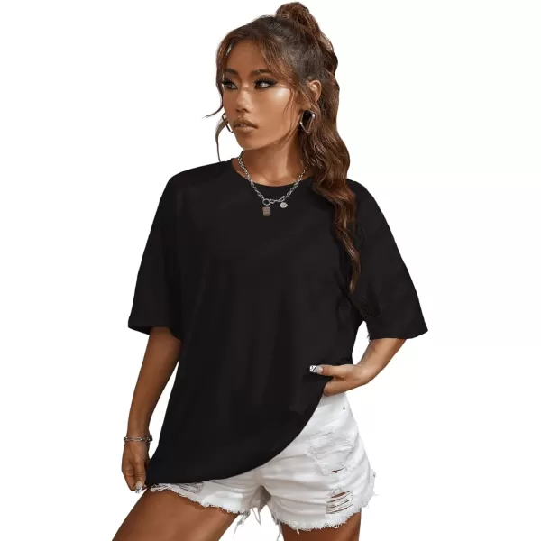 SweatyRocks Women's Short Sleeve Round Neck Tee Graphic Oversized T-Shirt