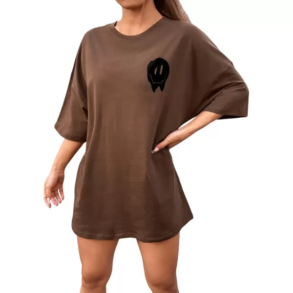 SweatyRocks Women's Short Sleeve Round Neck Tee Graphic Oversized T-Shirt