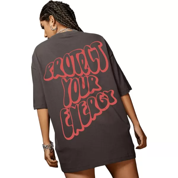 SweatyRocks Women's Short Sleeve Round Neck Tee Graphic Oversized T-Shirt