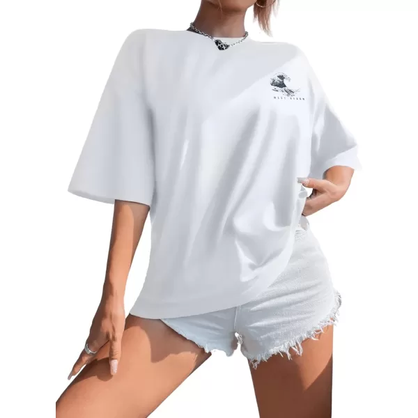 SweatyRocks Women's Short Sleeve Round Neck Tee Graphic Oversized T-Shirt