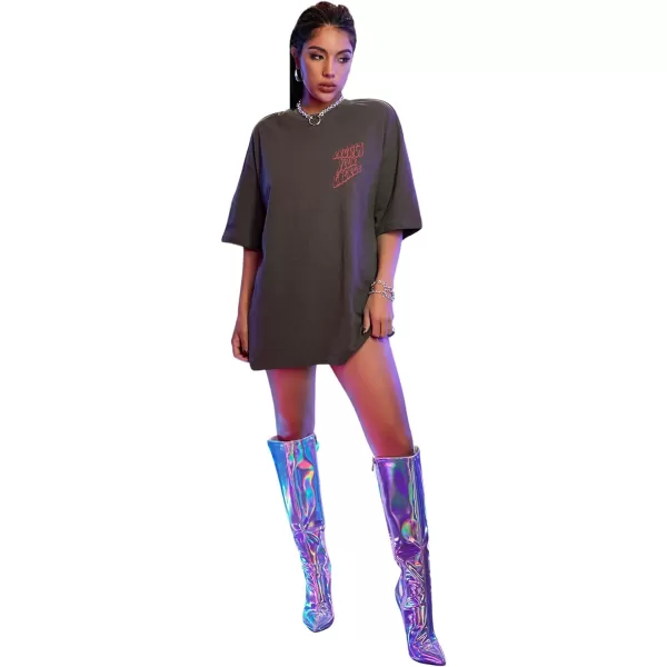 SweatyRocks Women's Short Sleeve Round Neck Tee Graphic Oversized T-Shirt