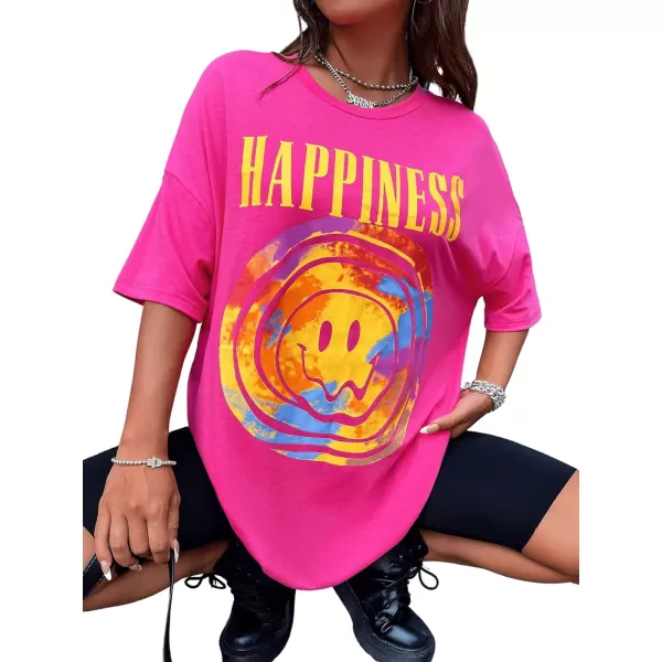 SweatyRocks Women's Short Sleeve Round Neck Tee Graphic Oversized T-Shirt