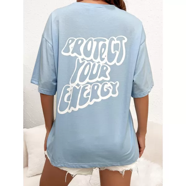SweatyRocks Women's Short Sleeve Round Neck Tee Graphic Oversized T-Shirt