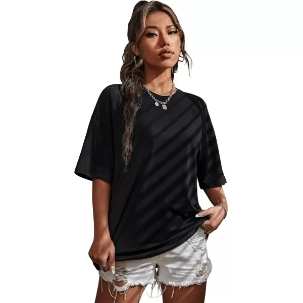 SweatyRocks Women's Short Sleeve Round Neck Tee Graphic Oversized T-Shirt