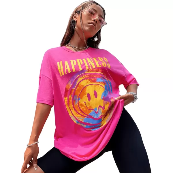 SweatyRocks Women's Short Sleeve Round Neck Tee Graphic Oversized T-Shirt