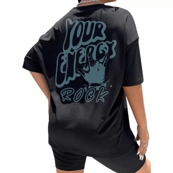 SweatyRocks Women's Short Sleeve Round Neck Tee Graphic Oversized T-Shirt