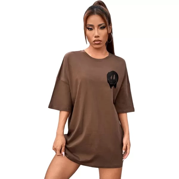 SweatyRocks Women's Short Sleeve Round Neck Tee Graphic Oversized T-Shirt