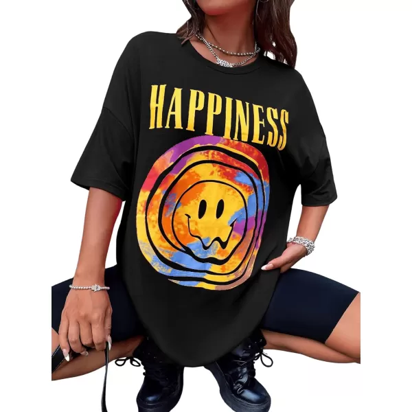 SweatyRocks Women's Short Sleeve Round Neck Tee Graphic Oversized T-Shirt