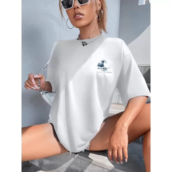 SweatyRocks Women's Short Sleeve Round Neck Tee Graphic Oversized T-Shirt