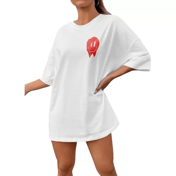 SweatyRocks Women's Short Sleeve Round Neck Tee Graphic Oversized T-Shirt