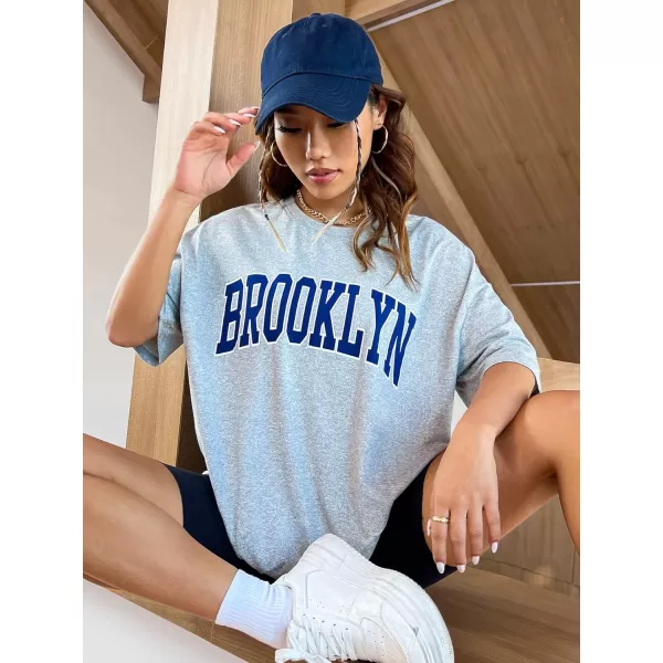 SweatyRocks Women's Short Sleeve Round Neck Tee Graphic Oversized T-Shirt