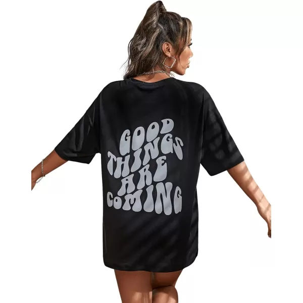 SweatyRocks Women's Short Sleeve Round Neck Tee Graphic Oversized T-Shirt