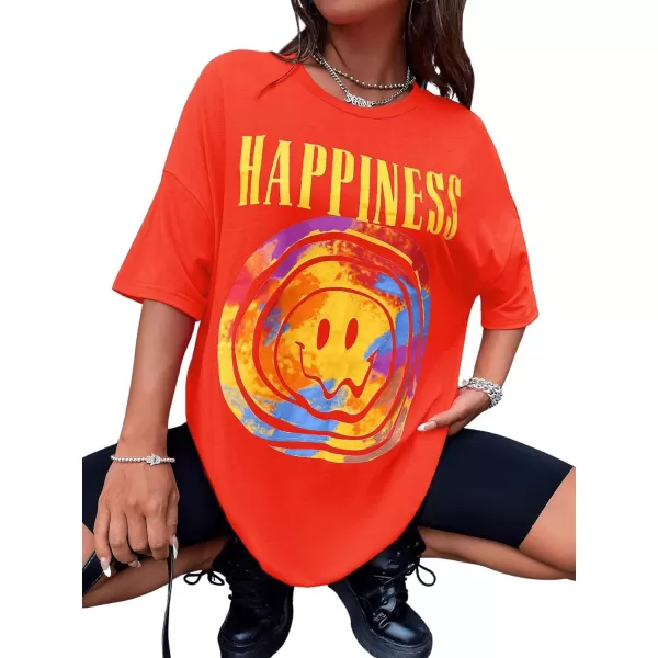 SweatyRocks Women's Short Sleeve Round Neck Tee Graphic Oversized T-Shirt