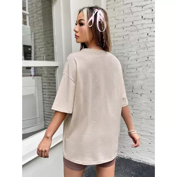 SweatyRocks Women's Short Sleeve Round Neck Tee Graphic Oversized T-Shirt