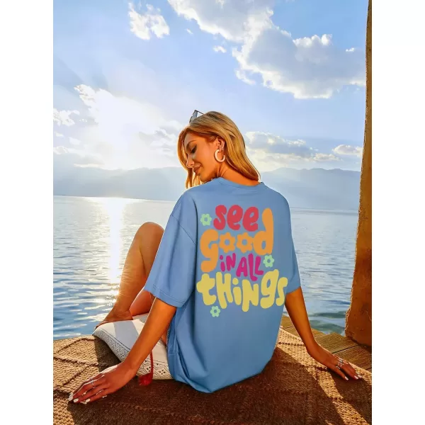 SweatyRocks Women's Short Sleeve Round Neck Tee Graphic Oversized T-Shirt