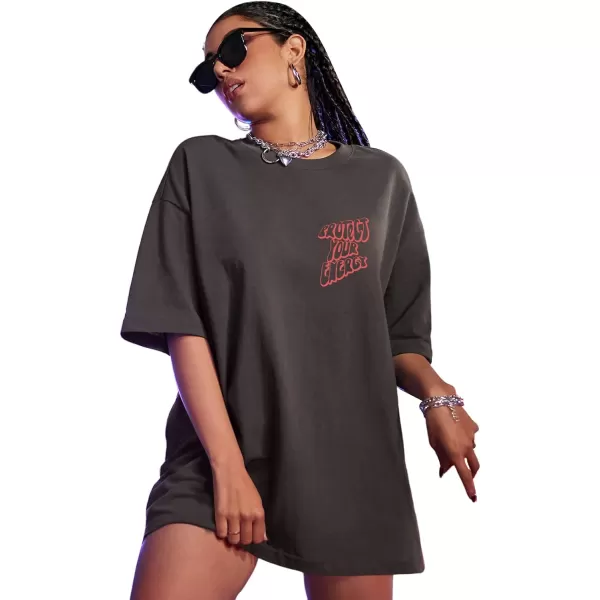 SweatyRocks Women's Short Sleeve Round Neck Tee Graphic Oversized T-Shirt