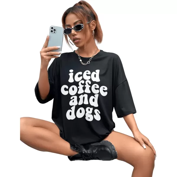 SweatyRocks Women's Short Sleeve Round Neck Tee Graphic Oversized T-Shirt