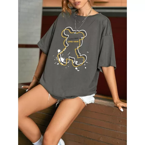 SweatyRocks Women's Short Sleeve Round Neck Tee Graphic Oversized T-Shirt