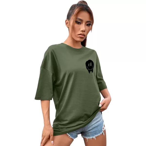 SweatyRocks Women's Short Sleeve Round Neck Tee Graphic Oversized T-Shirt
