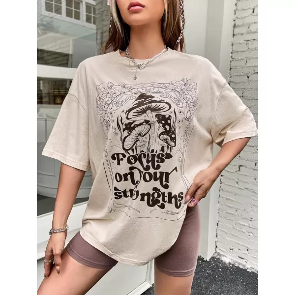 SweatyRocks Women's Short Sleeve Round Neck Tee Graphic Oversized T-Shirt