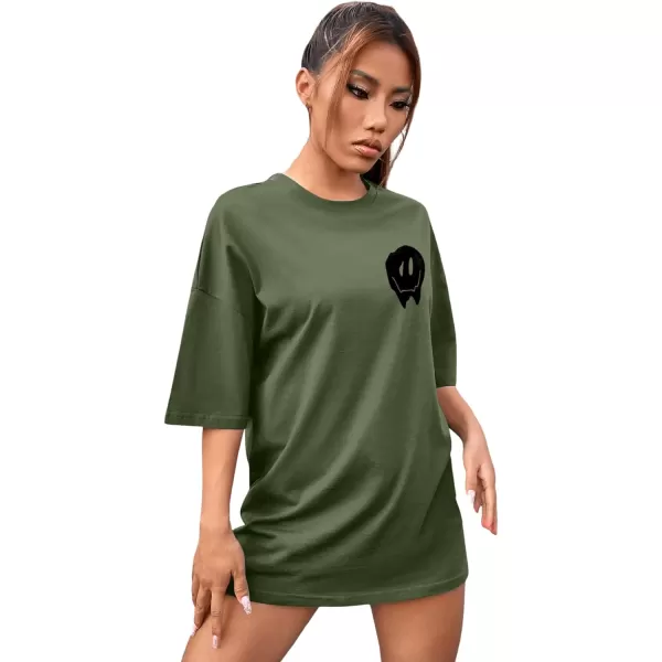 SweatyRocks Women's Short Sleeve Round Neck Tee Graphic Oversized T-Shirt