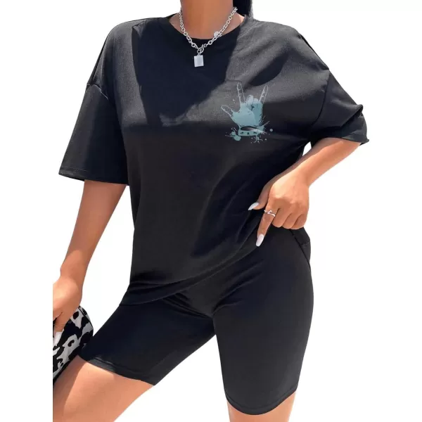SweatyRocks Women's Short Sleeve Round Neck Tee Graphic Oversized T-Shirt