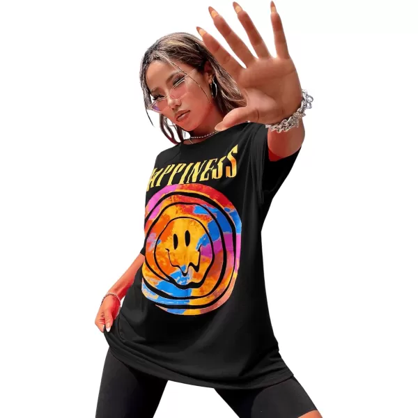 SweatyRocks Women's Short Sleeve Round Neck Tee Graphic Oversized T-Shirt