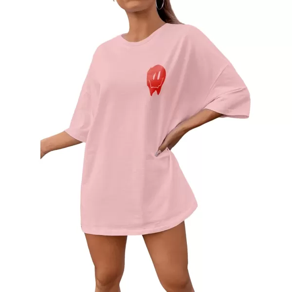 SweatyRocks Women's Short Sleeve Round Neck Tee Graphic Oversized T-Shirt