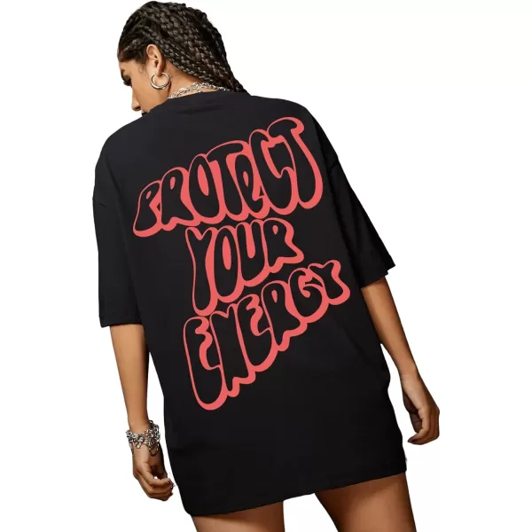 SweatyRocks Women's Short Sleeve Round Neck Tee Graphic Oversized T-Shirt