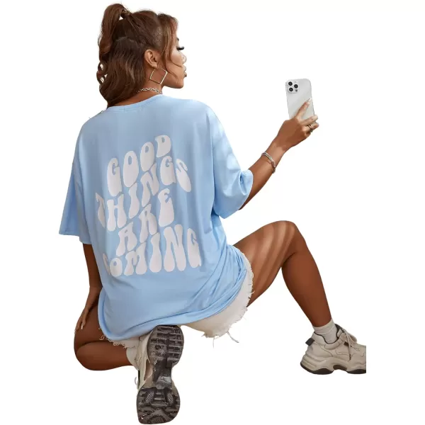 SweatyRocks Women's Short Sleeve Round Neck Tee Graphic Oversized T-Shirt
