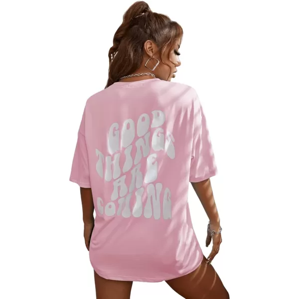 SweatyRocks Women's Short Sleeve Round Neck Tee Graphic Oversized T-Shirt