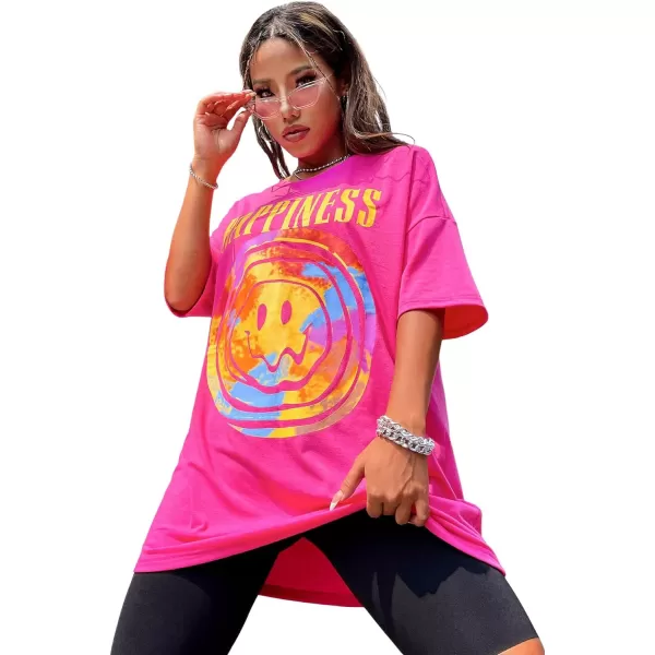 SweatyRocks Women's Short Sleeve Round Neck Tee Graphic Oversized T-Shirt