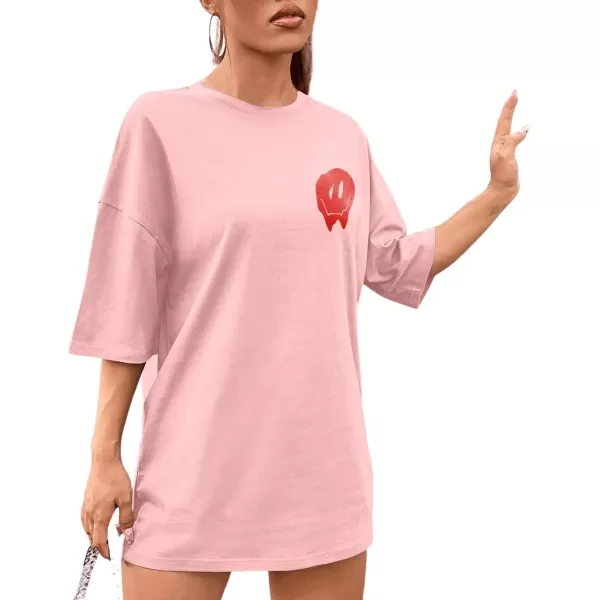 SweatyRocks Women's Short Sleeve Round Neck Tee Graphic Oversized T-Shirt