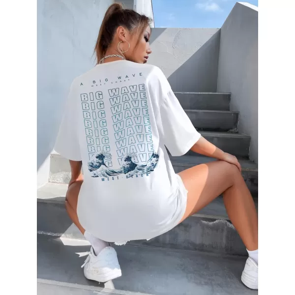 SweatyRocks Women's Short Sleeve Round Neck Tee Graphic Oversized T-Shirt