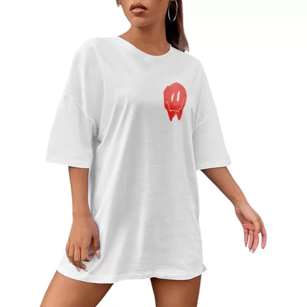 SweatyRocks Women's Short Sleeve Round Neck Tee Graphic Oversized T-Shirt