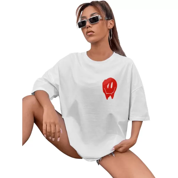 SweatyRocks Women's Short Sleeve Round Neck Tee Graphic Oversized T-Shirt