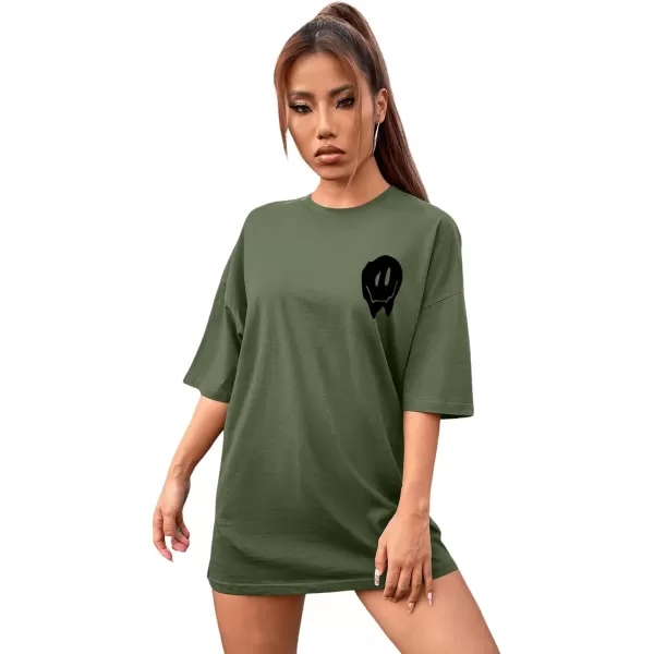 SweatyRocks Women's Short Sleeve Round Neck Tee Graphic Oversized T-Shirt