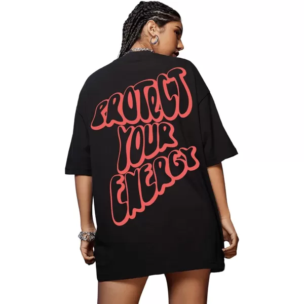 SweatyRocks Women's Short Sleeve Round Neck Tee Graphic Oversized T-Shirt