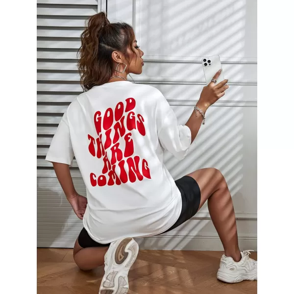 SweatyRocks Women's Short Sleeve Round Neck Tee Graphic Oversized T-Shirt