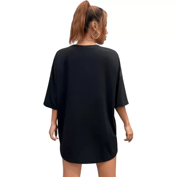 SweatyRocks Women's Short Sleeve Round Neck Tee Graphic Oversized T-Shirt