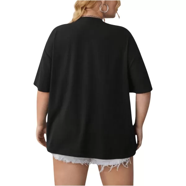 SweatyRocks Women's Short Sleeve Round Neck Tee Graphic Oversized T-Shirt
