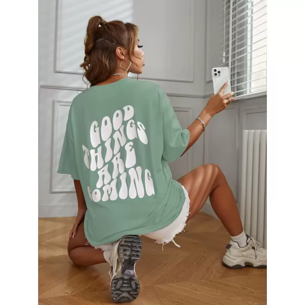 SweatyRocks Women's Short Sleeve Round Neck Tee Graphic Oversized T-Shirt