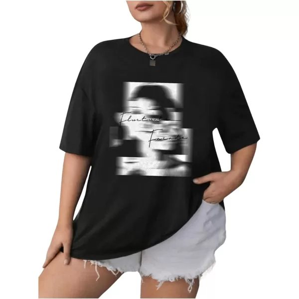 SweatyRocks Women's Short Sleeve Round Neck Tee Graphic Oversized T-Shirt