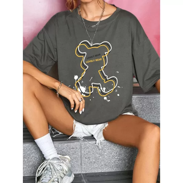 SweatyRocks Women's Short Sleeve Round Neck Tee Graphic Oversized T-Shirt