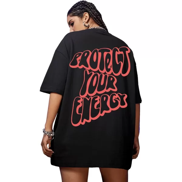 SweatyRocks Women's Short Sleeve Round Neck Tee Graphic Oversized T-Shirt