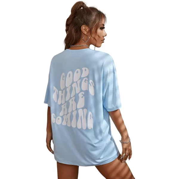 SweatyRocks Women's Short Sleeve Round Neck Tee Graphic Oversized T-Shirt