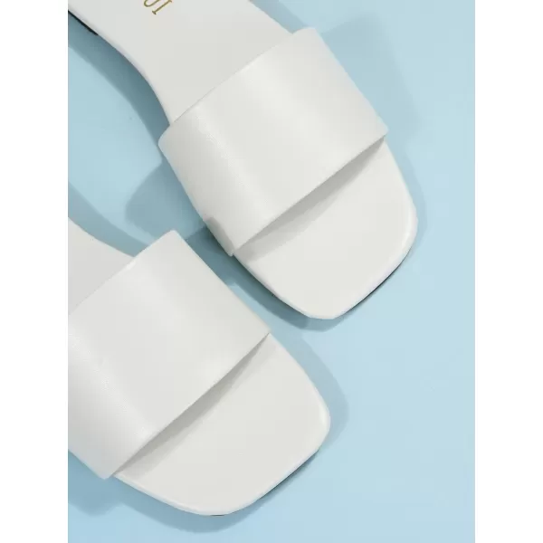 SweatyRocks Women's Single Band Open Toe Slip on Slide Sandal PU Leather Summer Flats Sandals