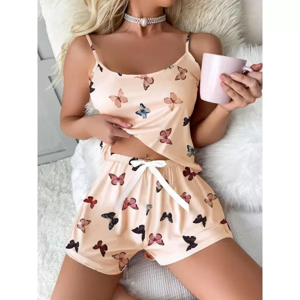 SweatyRocks Women's Sleepwear Set Plaid Print Cami Top and Elastic Waist Short Pajama Set