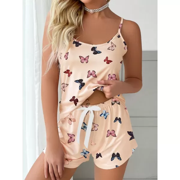 SweatyRocks Women's Sleepwear Set Plaid Print Cami Top and Elastic Waist Short Pajama Set