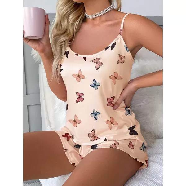 SweatyRocks Women's Sleepwear Set Plaid Print Cami Top and Elastic Waist Short Pajama Set